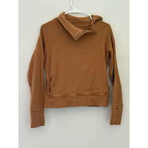 Pact Sweatshirt Women's XSmall Orange Waffle Knit Snap Organic Cotton Pullover